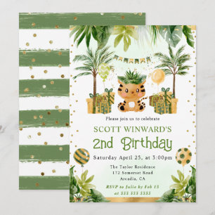 Invitation Anniversaire Enfants Tigre Jungle Aquarelle