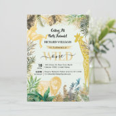 Invitation Anniversaire Enfants Wild One Jungle Green, Gold P (Debout devant)