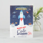 Invitation Anniversaire Espace Extérieur Bleu, Anniversaire A (Debout devant)