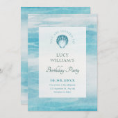 Invitation Anniversaire esthétique bleu mer (Devant / Derrière)