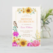 Invitation anniversaire esthétique floral (Debout devant)