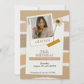 Invitation Anniversaire esthétique marron pastel (Devant)