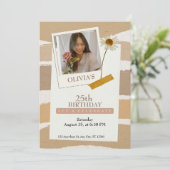 Invitation Anniversaire esthétique marron pastel (Debout devant)