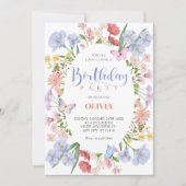 Invitation Anniversaire esthétique pastel floral (Devant)