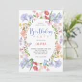 Invitation Anniversaire esthétique pastel floral (Debout devant)