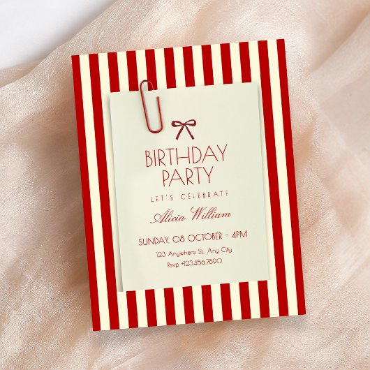 Invitation Anniversaire esthétique rouge