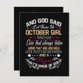 Invitation Anniversaire | Et Dieu a dit que ce soit octobre G (Devant / Derrière)