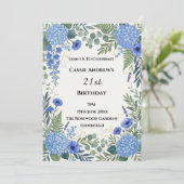 Invitation Anniversaire Étape Hydrangea Bleu (Debout devant)