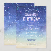 Invitation Anniversaire étincelante aquarelle (Devant / Derrière)