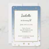 Invitation Anniversaire Étoiles Or Blanc Bleu (Devant)