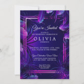 Invitation Anniversaire | Étonnant feuillage Tropical Néon (Devant)