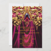 Invitation Anniversaire exotique Bijou or prune Bourgogne (Dos)