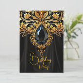 Invitation Anniversaire exotique Riche Black Bijou d'or Papil (Debout devant)