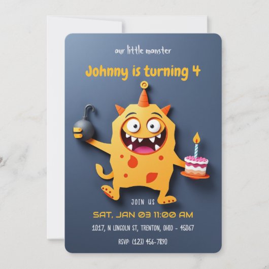 Invitation Anniversaire explosif - Monster Mayhem Dark BG (Devant)