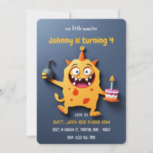 Invitation Anniversaire explosif - Monster Mayhem Dark BG