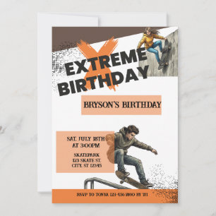 Invitation Anniversaire extrême de skateboard