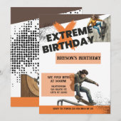 Invitation Anniversaire extrême de skateboard  (Devant / Derrière)