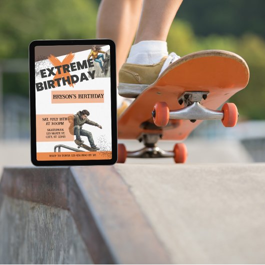 Invitation Anniversaire extrême de skateboard