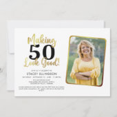 Invitation Anniversaire Fabriquer AGE Look Good Photo Gold Bl (Devant)