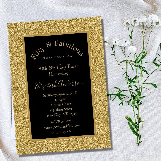 Invitation anniversaire fabuleuse 50 ans Black Gol