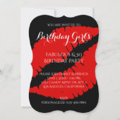 Invitation Anniversaire Fabuleux fille et 50 rouge brillant r (Devant)