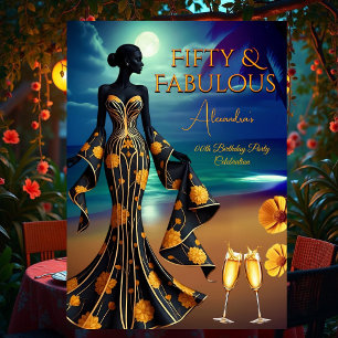 Invitation Anniversaire Fabuleux Plage au Clair de Lune Jaune