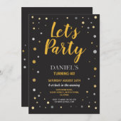 Invitation Anniversaire Faisons la fête n'importe quel âge Bl (Devant / Derrière)