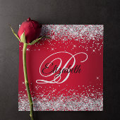 Invitation Anniversaire Fancy Monogramme Dégradé Rouge Paille