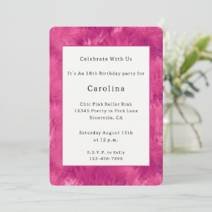 Invitation Anniversaire Faux Fourrure Rose Chaud