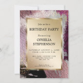 Invitation Anniversaire | Faux Métallurgie Plum Merlot Stroke (Devant)