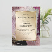 Invitation Anniversaire | Faux Métallurgie Plum Merlot Stroke (Debout devant)