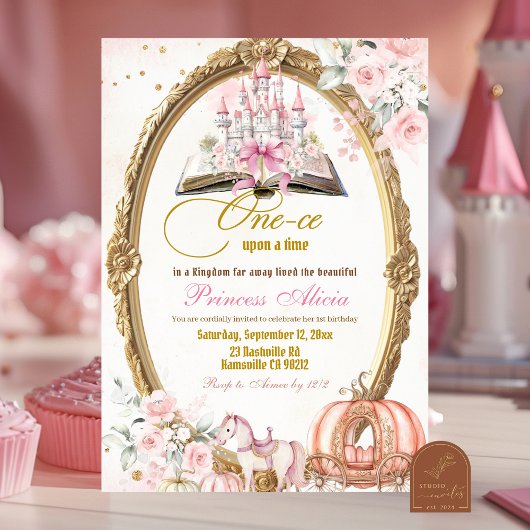Invitation Anniversaire Fée Conte de Fées Rose Citrouille d'A