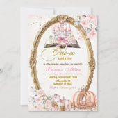 Invitation Anniversaire Fée Conte de Fées Rose Citrouille d'A (Devant)