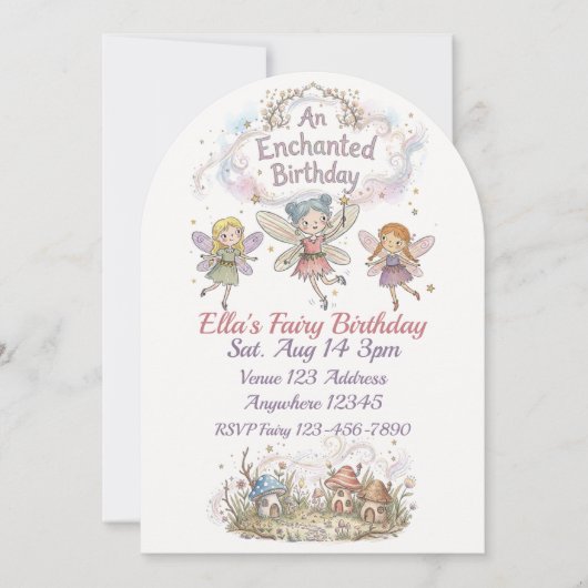 Invitation Anniversaire Fée Enchantée (Devant)