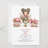 Invitation Anniversaire Fée Florale Mignonne 5 Ans (Devant)