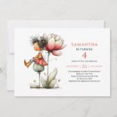 Invitation Anniversaire Fée Harmonie Fille Rose Bl (Devant)