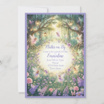 Invitation anniversaire Fée Jardin Floral Violet