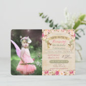 Invitation anniversaire Fée Vintage TOUT ÂGE (Debout devant)