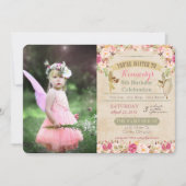 Invitation anniversaire Fée Vintage TOUT ÂGE (Devant)
