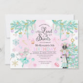 Invitation Anniversaire féerique de Noël de prune de sucre de (Devant)