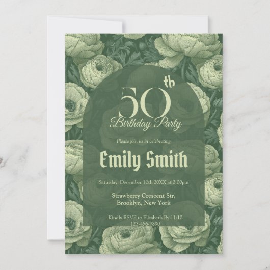Invitation Anniversaire Féminin Esthétique Ranunculus (Devant)