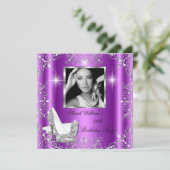 Invitation Anniversaire Femme Magenta Silver Heels Photo (Debout devant)