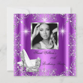 Invitation Anniversaire Femme Magenta Silver Heels Photo (Devant)