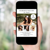 Invitation Anniversaire fête blanche rose or collage photo