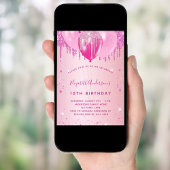 Invitation Anniversaire fête blush rose parties scintillant b