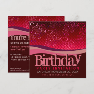 Invitation anniversaire Fête Bulles d'Amour Rouge