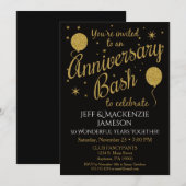 Invitation Anniversaire Fête de Ballons Dorés (Devant / Derrière)