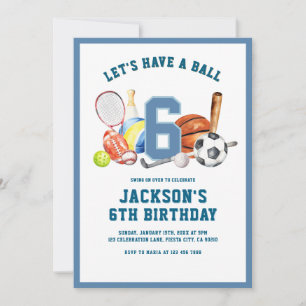 Invitation Anniversaire Fête de Ballons Fête de Sport pour