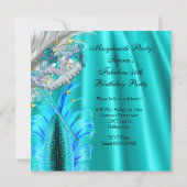 Invitation Anniversaire Fête de Mascarade Fabuleuse Bleu Turq (Dos)