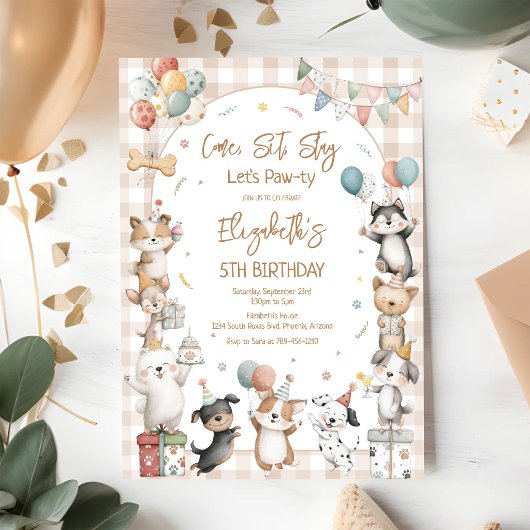 Invitation Anniversaire Fête de Patte de Chien Chiot